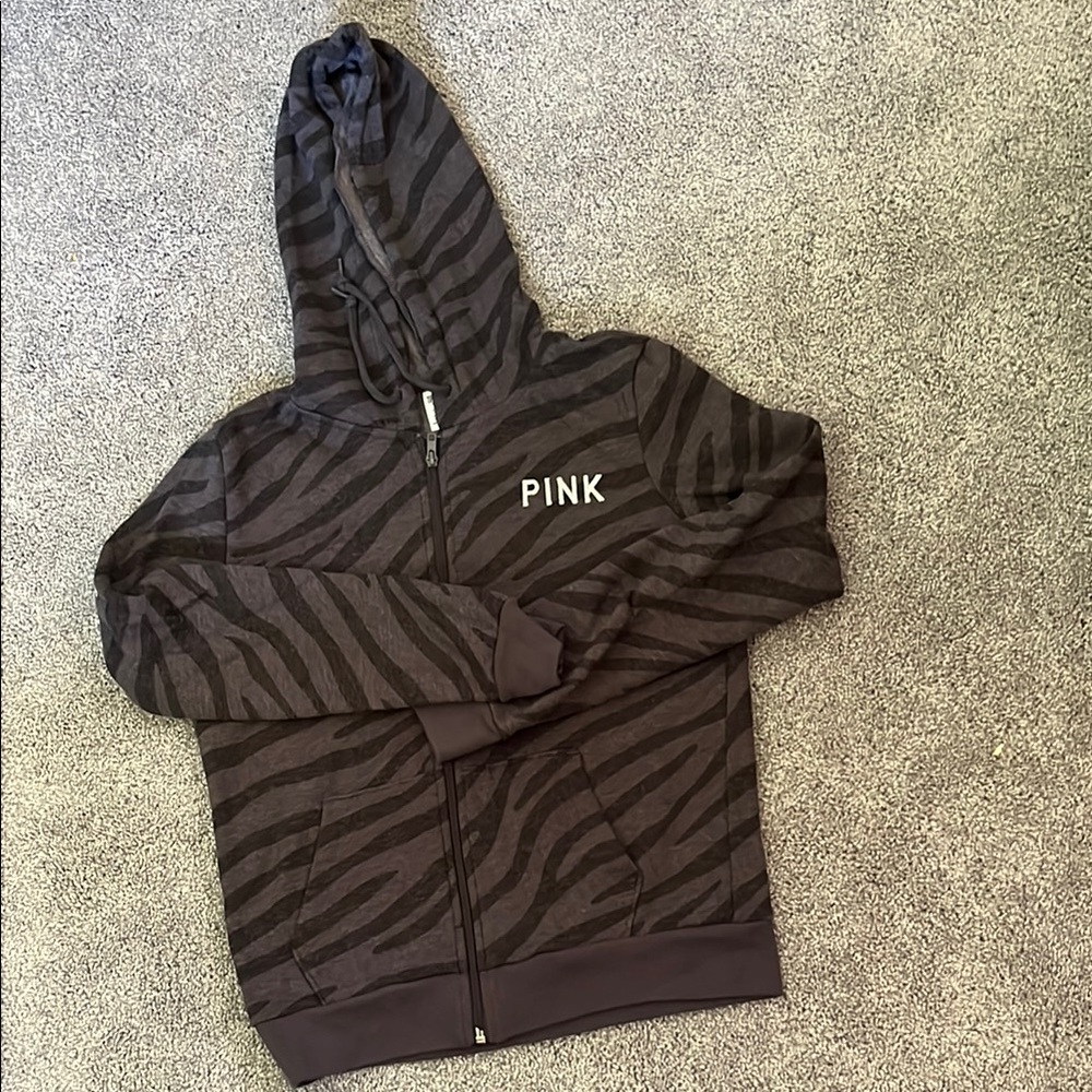 PINK Victoria's Secret Black Zebra Hoodie